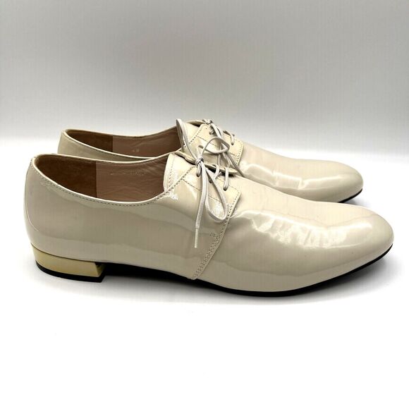 Women's Prada Vernice Soft 2 Oxford Cream Patent Leather New without Tags EU 40 - Picture 6 of 13
